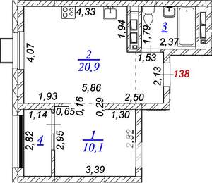 1-к квартира, вторичка, 35м2, 15/25 этаж