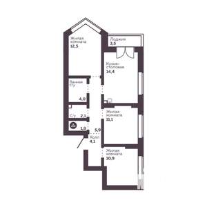 3-к квартира, вторичка, 67м2, 9/30 этаж