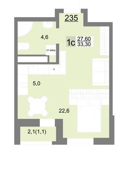 Студия квартира, вторичка, 33м2, 26/26 этаж