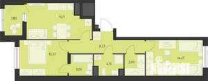 2-к квартира, вторичка, 62м2, 9/18 этаж