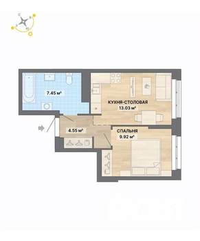 1-к квартира, вторичка, 35м2, 12/16 этаж