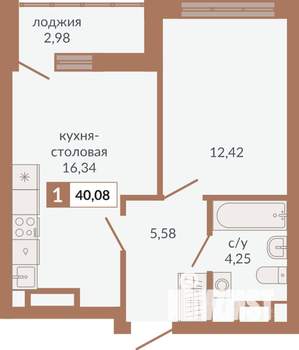 1-к квартира, вторичка, 40м2, 15/31 этаж