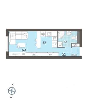 Студия квартира, вторичка, 25м2, 19/32 этаж