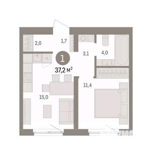 1-к квартира, вторичка, 37м2, 2/7 этаж