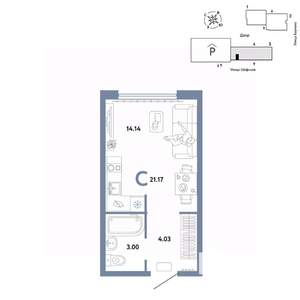 Студия квартира, вторичка, 21м2, 11/24 этаж
