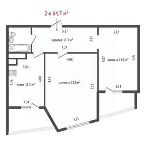 2-к квартира, вторичка, 65м2, 7/19 этаж
