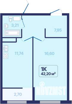 1-к квартира, вторичка, 42м2, 19/27 этаж