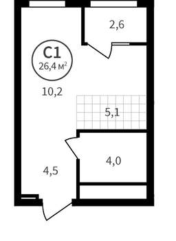 Студия квартира, вторичка, 25м2, 21/25 этаж