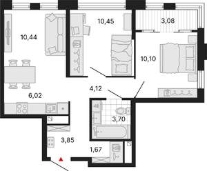 2-к квартира, вторичка, 52м2, 6/25 этаж
