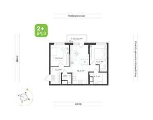 2-к квартира, вторичка, 54м2, 19/24 этаж