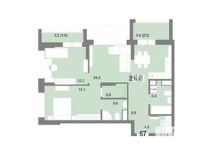 2-к квартира, вторичка, 77м2, 12/25 этаж