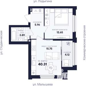 1-к квартира, вторичка, 40м2, 19/33 этаж