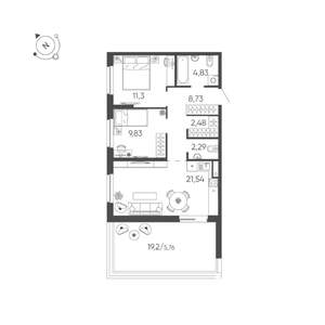 2-к квартира, строящийся дом, 67м2, 14/24 этаж