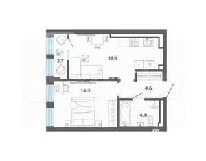 1-к квартира, вторичка, 42м2, 7/22 этаж