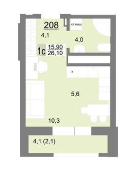 Студия квартира, вторичка, 26м2, 25/26 этаж