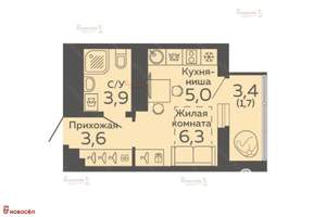 Студия квартира, вторичка, 21м2, 5/15 этаж