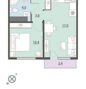1-к квартира, вторичка, 36м2, 20/24 этаж