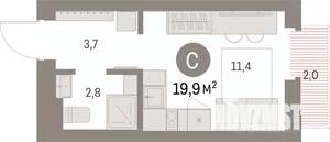 Студия квартира, вторичка, 20м2, 6/9 этаж