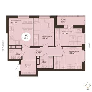 3-к квартира, сданный дом, 79м2, 23/25 этаж