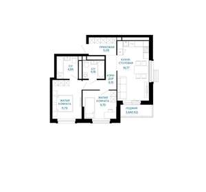 2-к квартира, вторичка, 64м2, 25/30 этаж
