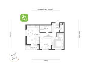 2-к квартира, вторичка, 58м2, 11/17 этаж