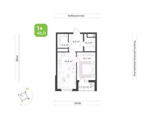 1-к квартира, вторичка, 46м2, 13/24 этаж