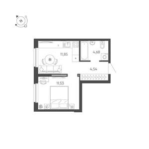 1-к квартира, строящийся дом, 33м2, 3/24 этаж