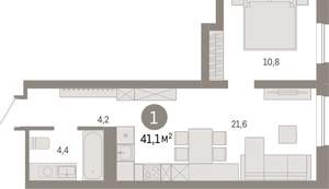 1-к квартира, вторичка, 41м2, 5/8 этаж