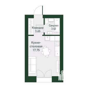 Студия квартира, вторичка, 25м2, 4/4 этаж