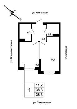 1-к квартира, вторичка, 38м2, 6/24 этаж