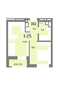 1-к квартира, вторичка, 34м2, 18/18 этаж