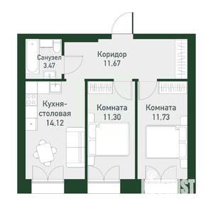 2-к квартира, вторичка, 51м2, 4/4 этаж