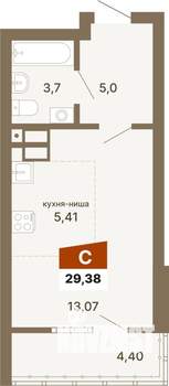 Студия квартира, строящийся дом, 29м2, 3/23 этаж