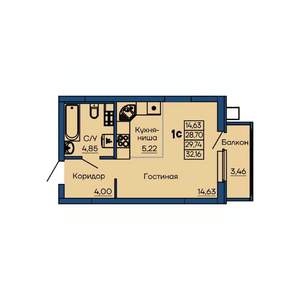 Студия квартира, вторичка, 30м2, 4/13 этаж