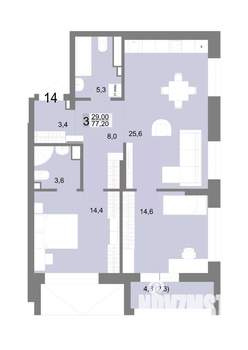 3-к квартира, вторичка, 77м2, 4/25 этаж