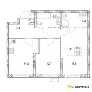 2-к квартира, вторичка, 64м2, 7/31 этаж