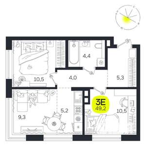 3-к квартира, вторичка, 49м2, 2/27 этаж