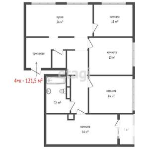 4-к квартира, вторичка, 122м2, 21/24 этаж
