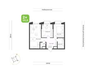 2-к квартира, вторичка, 56м2, 20/24 этаж