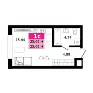 Студия квартира, строящийся дом, 25м2, 20/27 этаж
