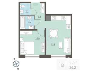 1-к квартира, вторичка, 36м2, 6/25 этаж