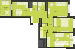 3-к квартира, вторичка, 75м2, 21/22 этаж