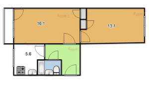 2-к квартира, вторичка, 44м2, 4/5 этаж