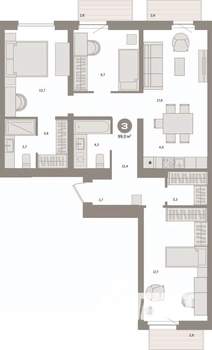 3-к квартира, вторичка, 99м2, 5/9 этаж