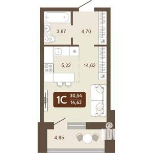 1-к квартира, вторичка, 31м2, 18/24 этаж