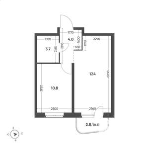 1-к квартира, вторичка, 37м2, 12/14 этаж