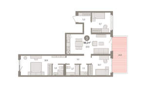 3-к квартира, вторичка, 96м2, 2/15 этаж