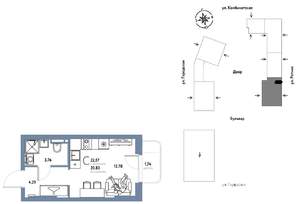 Студия квартира, строящийся дом, 23м2, 4/24 этаж
