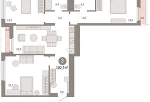 3-к квартира, вторичка, 102м2, 9/9 этаж