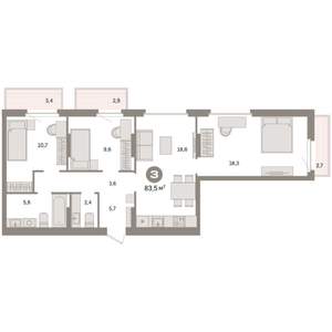 3-к квартира, вторичка, 84м2, 4/9 этаж